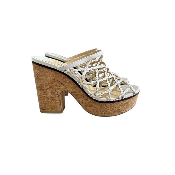 90s Jimmy Choo Dalina Caged Wedge Platform Sandals Size 39 Quiet Luxury 2000s - Picture 1 of 11